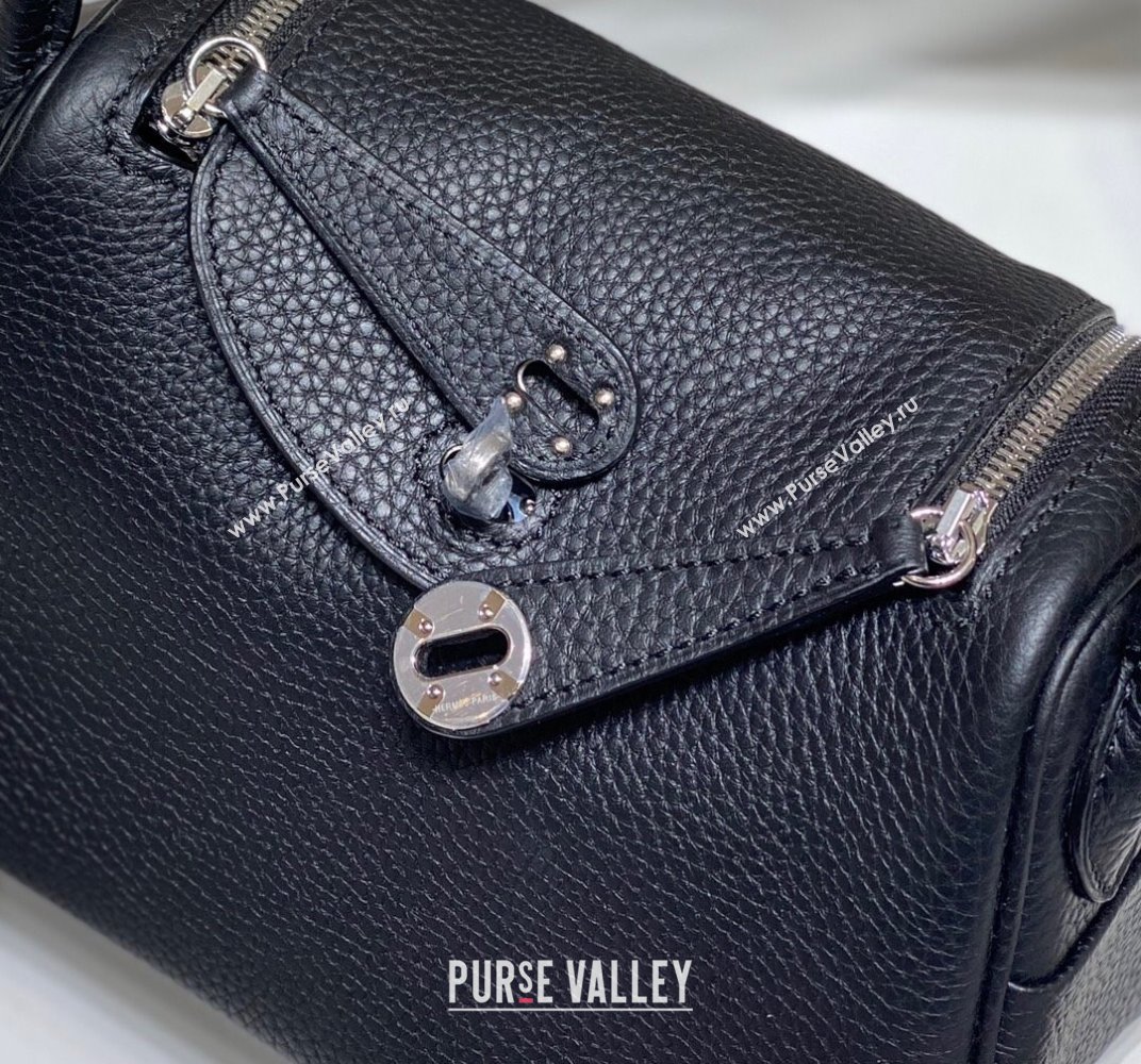Hermes Lindy Mini Bag 19cm in Togo Calfskin Leather Black/Silver 2025 (FL-251008048)