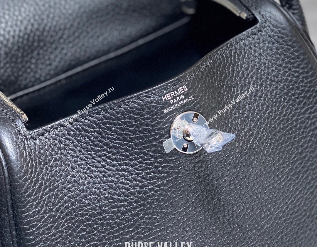 Hermes Lindy Mini Bag 19cm in Togo Calfskin Leather Black/Silver 2025 (FL-251008048)