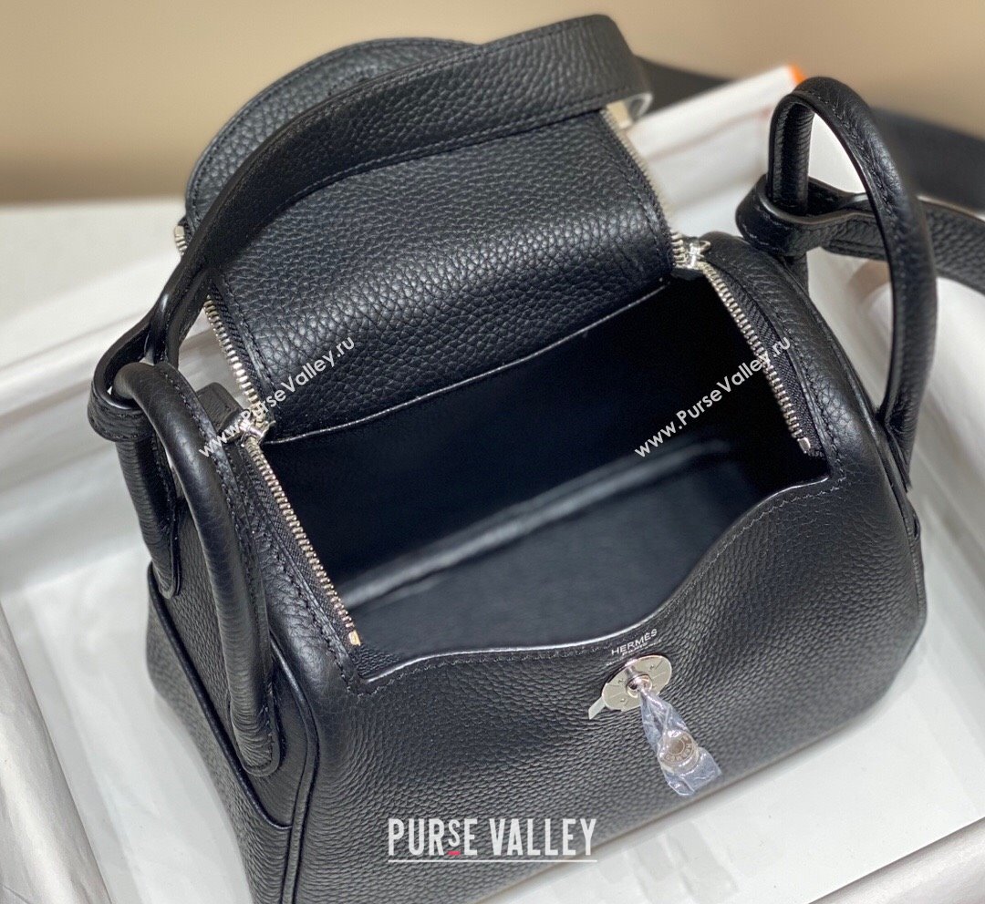 Hermes Lindy Mini Bag 19cm in Togo Calfskin Leather Black/Silver 2025 (FL-251008048)
