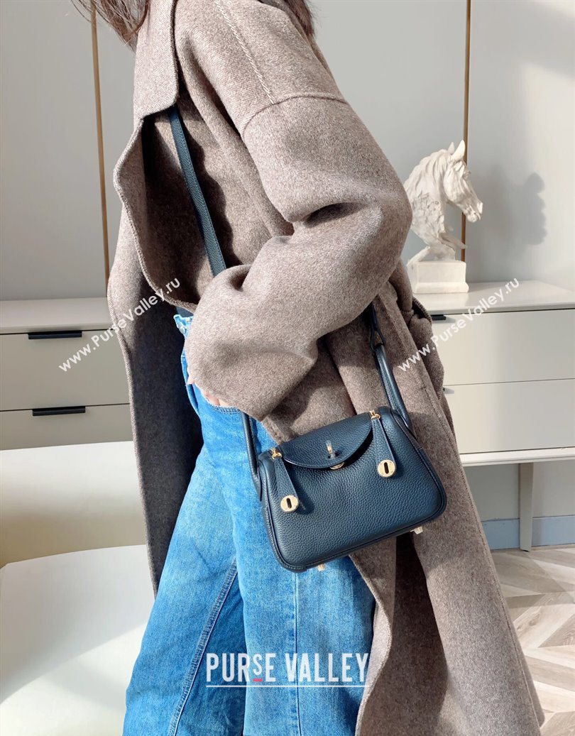 Hermes Lindy Mini Bag 19cm in Togo Calfskin Leather Black/Gold 2025 (FL-251008049)