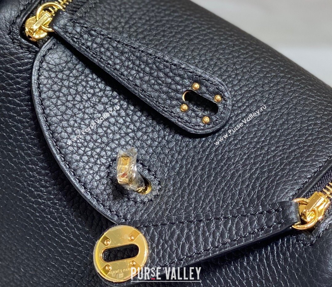 Hermes Lindy Mini Bag 19cm in Togo Calfskin Leather Black/Gold 2025 (FL-251008049)