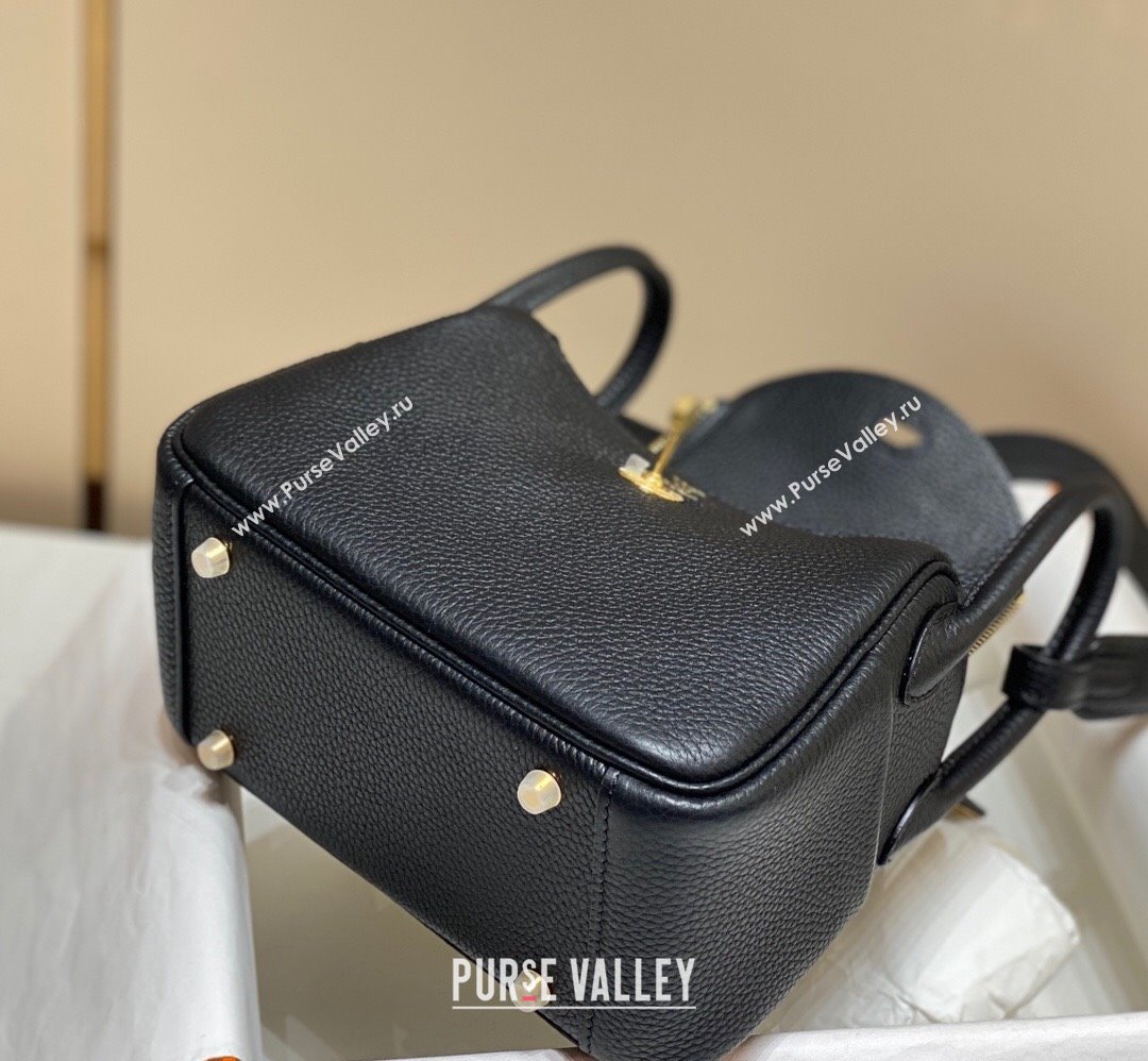 Hermes Lindy Mini Bag 19cm in Togo Calfskin Leather Black/Gold 2025 (FL-251008049)