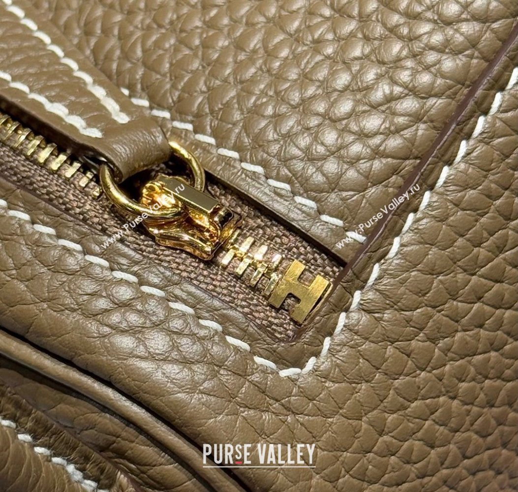 Hermes Lindy Mini Bag 19cm in Litchee-Grainy Clemence Calfskin Leather Elephant Grey/Gold 2025 (FL-251008023)