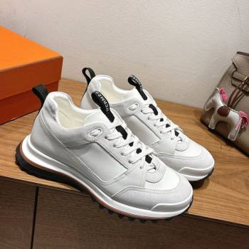 Hermes Leader Sneakers in Suede and Calfskin Leather White 2025 1023 (XC-251023039)