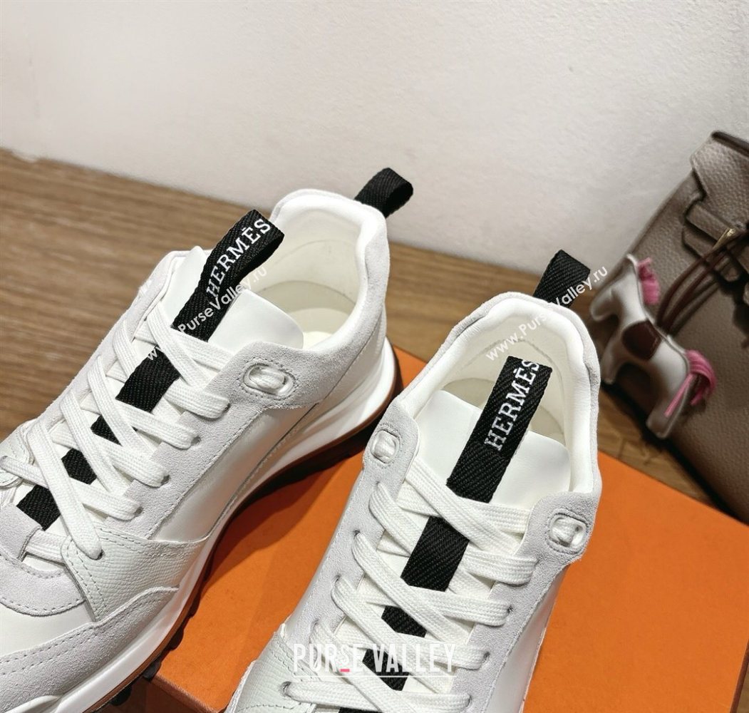 Hermes Leader Sneakers in Suede and Calfskin Leather White 2025 1023 (XC-251023039)