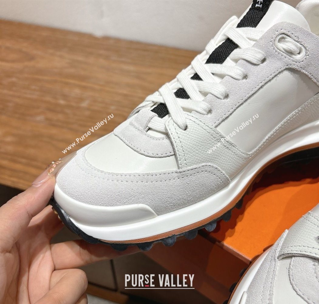 Hermes Leader Sneakers in Suede and Calfskin Leather White 2025 1023 (XC-251023039)