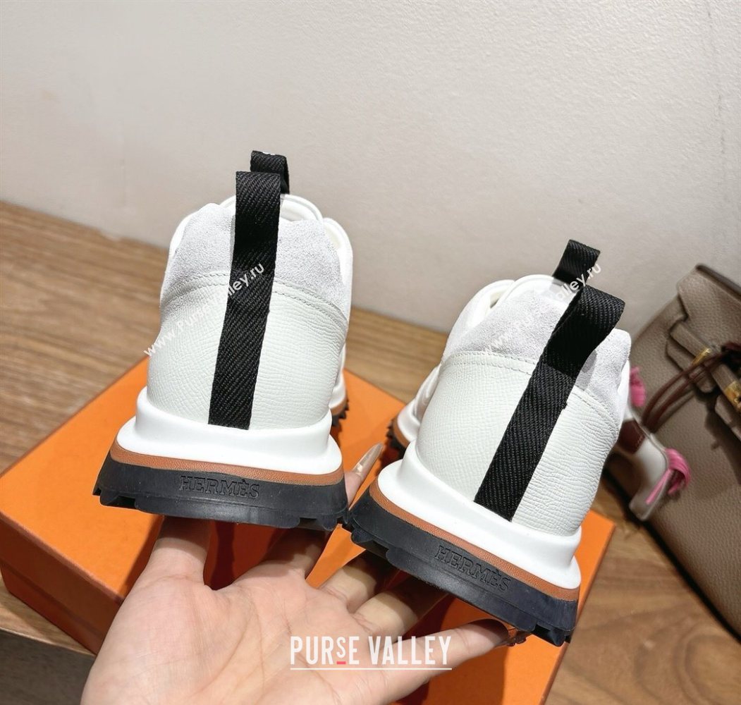 Hermes Leader Sneakers in Suede and Calfskin Leather White 2025 1023 (XC-251023039)