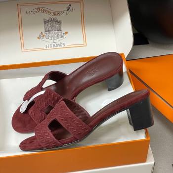 Hermes Classic Oasis Heel Slides Sandal 4.5cm in Braided Suede Burgundy 2025 1023 (MD-251023094)