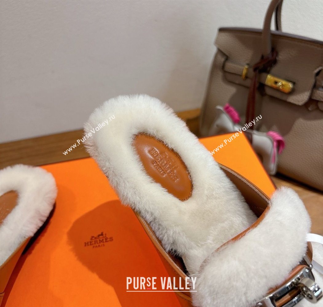 Hermes Oz Flat Loafers in Calfskin and Wool with Kelly Buckle Brown 2025 1023 (XC-251023006)