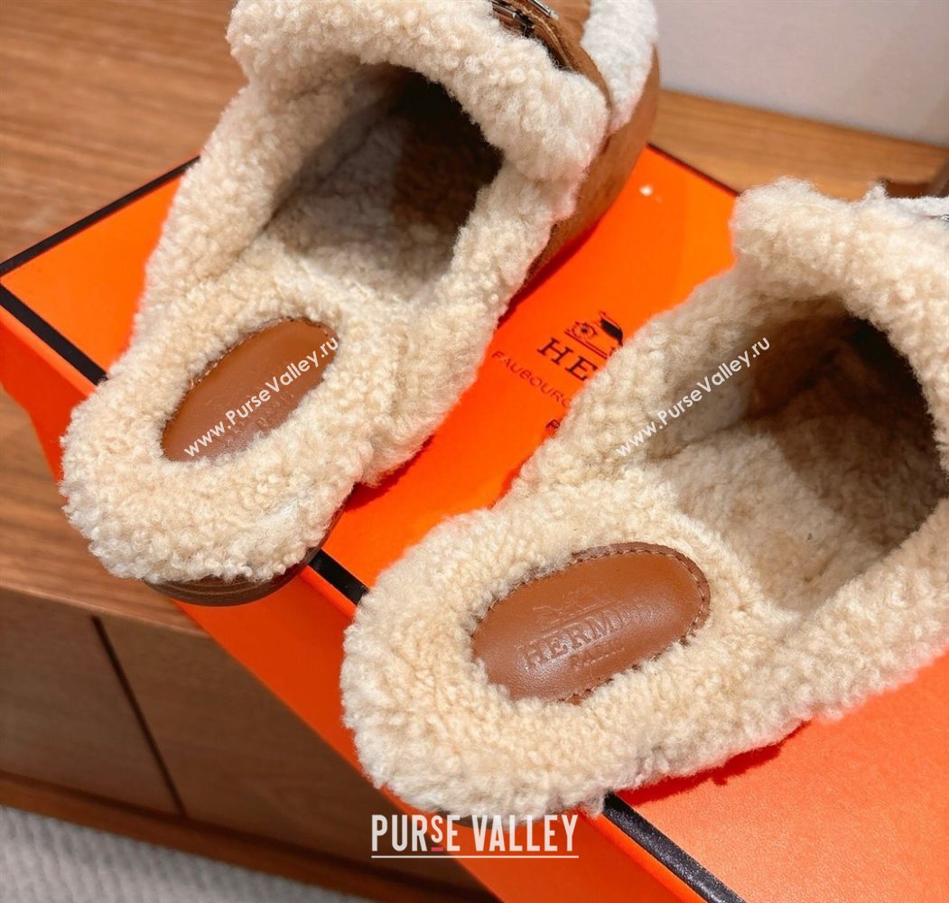 Hermes Oz Flat Loafers in Suede and Shearling with Kelly Buckle Dark Brown 2025 1023 (XC-251023011)