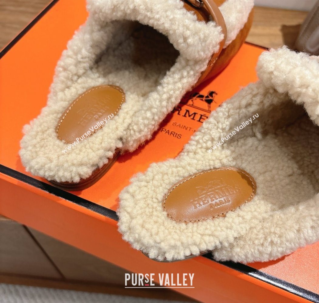 Hermes Oz Flat Loafers in Suede and Shearling with Kelly Buckle Camel Brown 2025 1023 (XC-251023013)