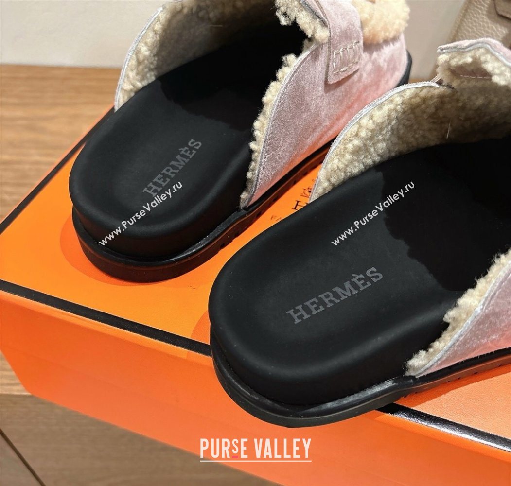 Hermes Go Flat Loafers in Suede and Wool with H Strap Purple 2025 1023 (XC-251023019)