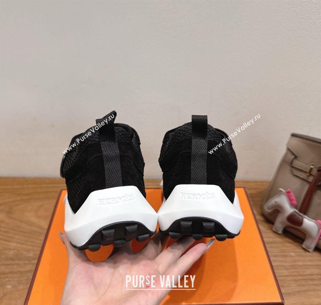 Hermes Loop Sneakers in Suede and Knit Mesh with Strap Black1 2025 1023 (XC-251023021)