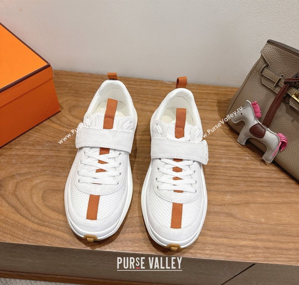 Hermes Loop Sneakers in Suede and Knit Mesh with Strap White2 2025 1023 (XC-251023022)