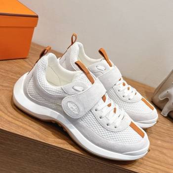 Hermes Loop Sneakers in Suede and Knit Mesh with Strap White2 2025 1023 (XC-251023022)