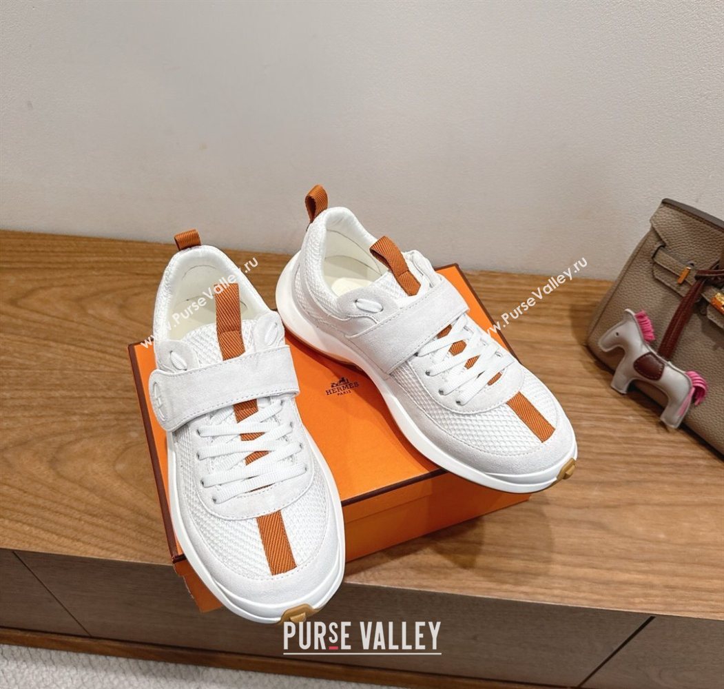 Hermes Loop Sneakers in Suede and Knit Mesh with Strap White2 2025 1023 (XC-251023022)