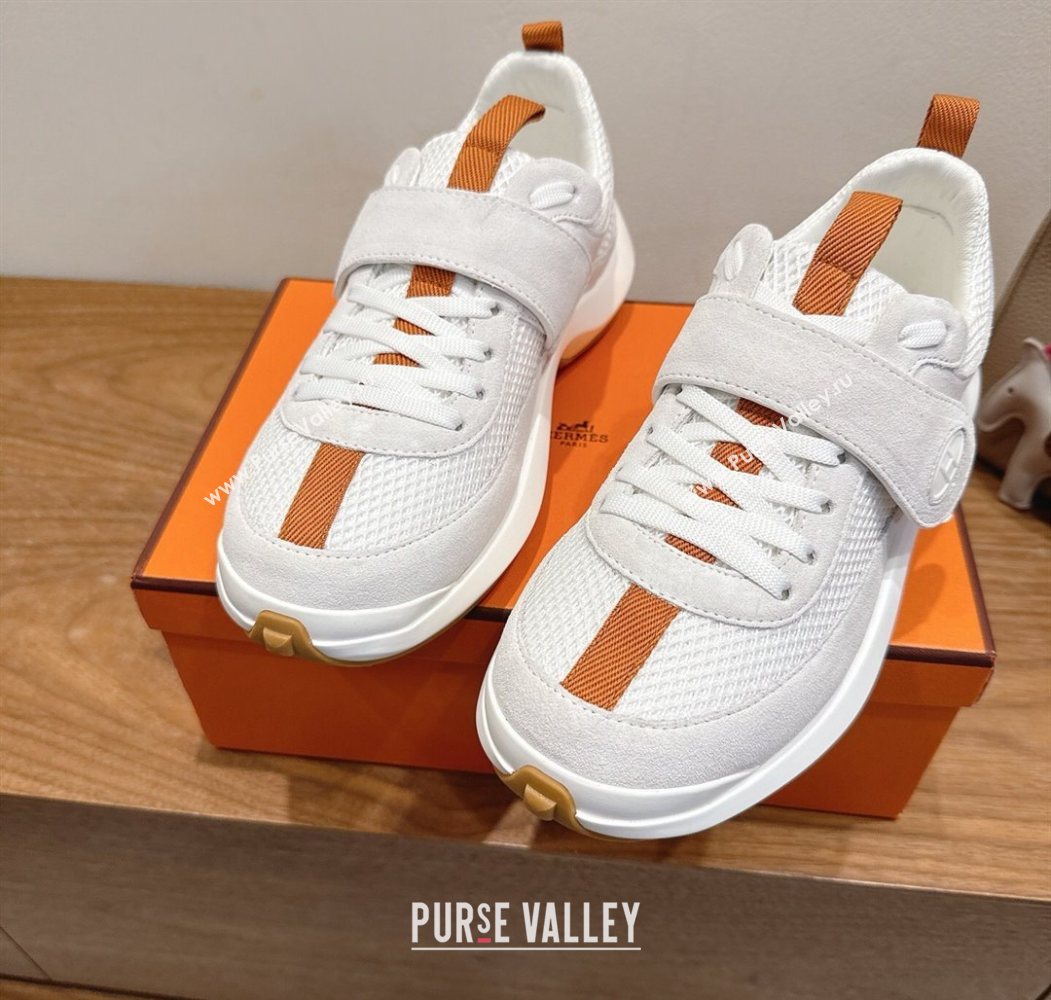Hermes Loop Sneakers in Suede and Knit Mesh with Strap White2 2025 1023 (XC-251023022)
