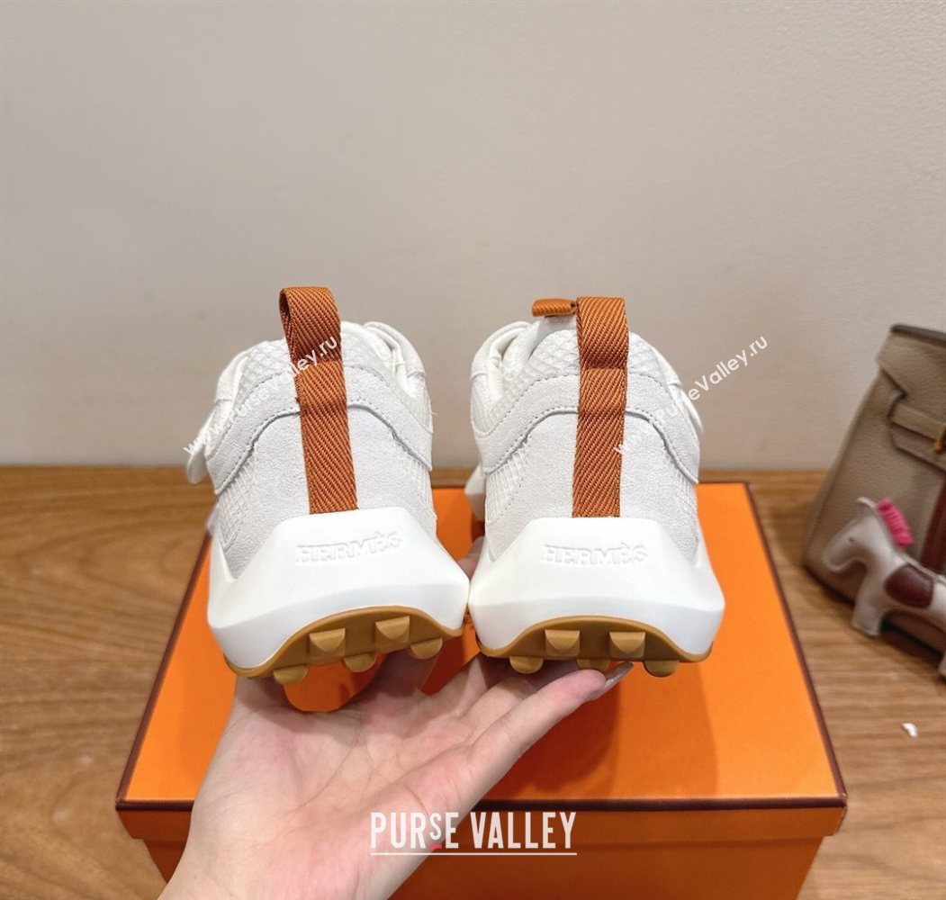 Hermes Loop Sneakers in Suede and Knit Mesh with Strap White2 2025 1023 (XC-251023022)