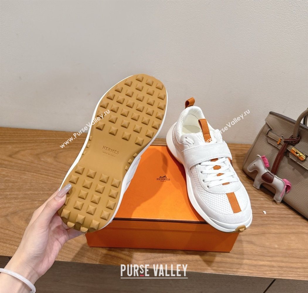 Hermes Loop Sneakers in Suede and Knit Mesh with Strap White2 2025 1023 (XC-251023022)
