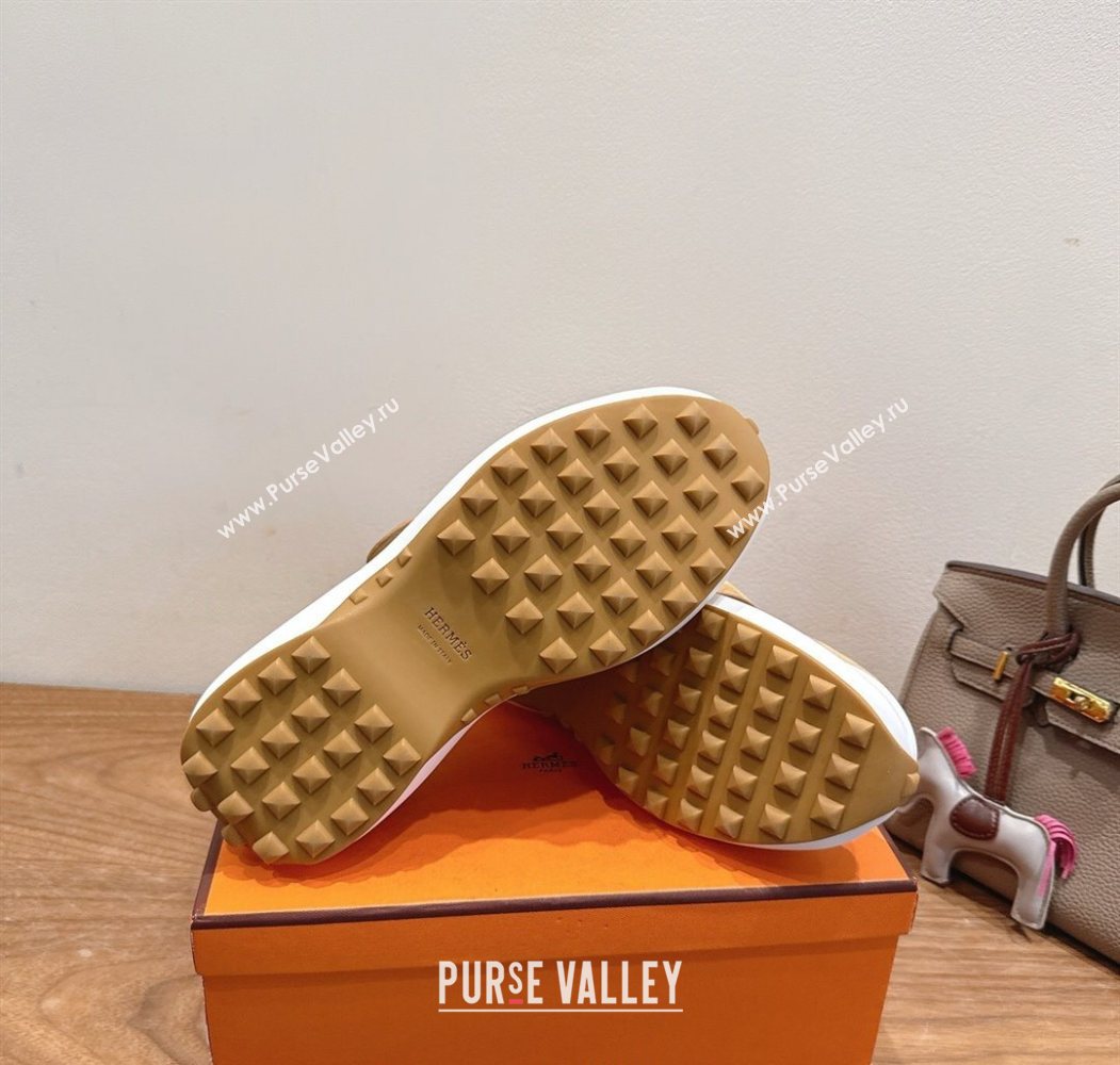 Hermes Loop Sneakers in Suede and Knit Mesh with Strap Brown 2025 1023 (XC-251023023)