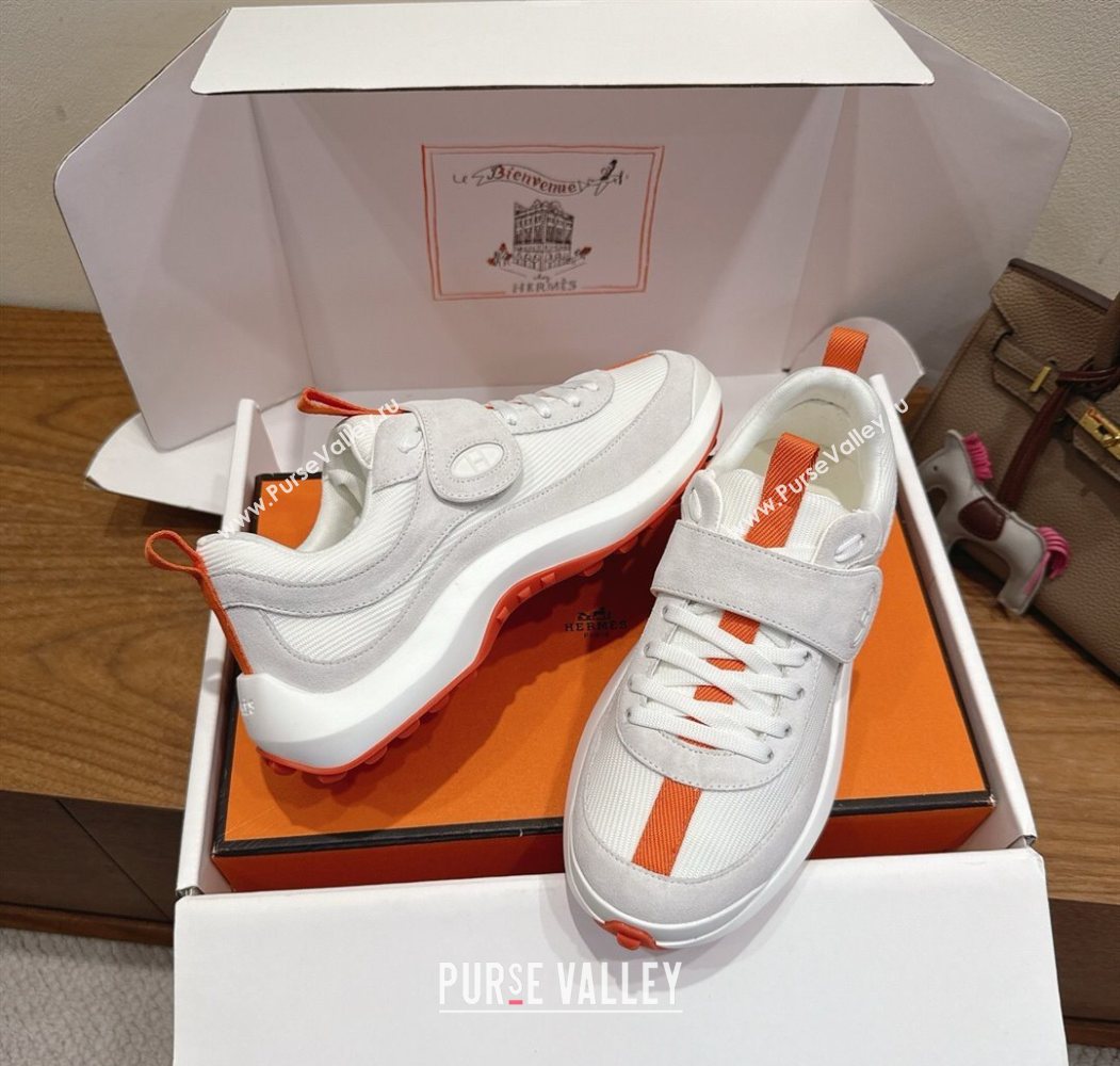 Hermes Loop Sneakers in Suede and Knit Mesh with Strap White3 2025 1023 (XC-251023025)