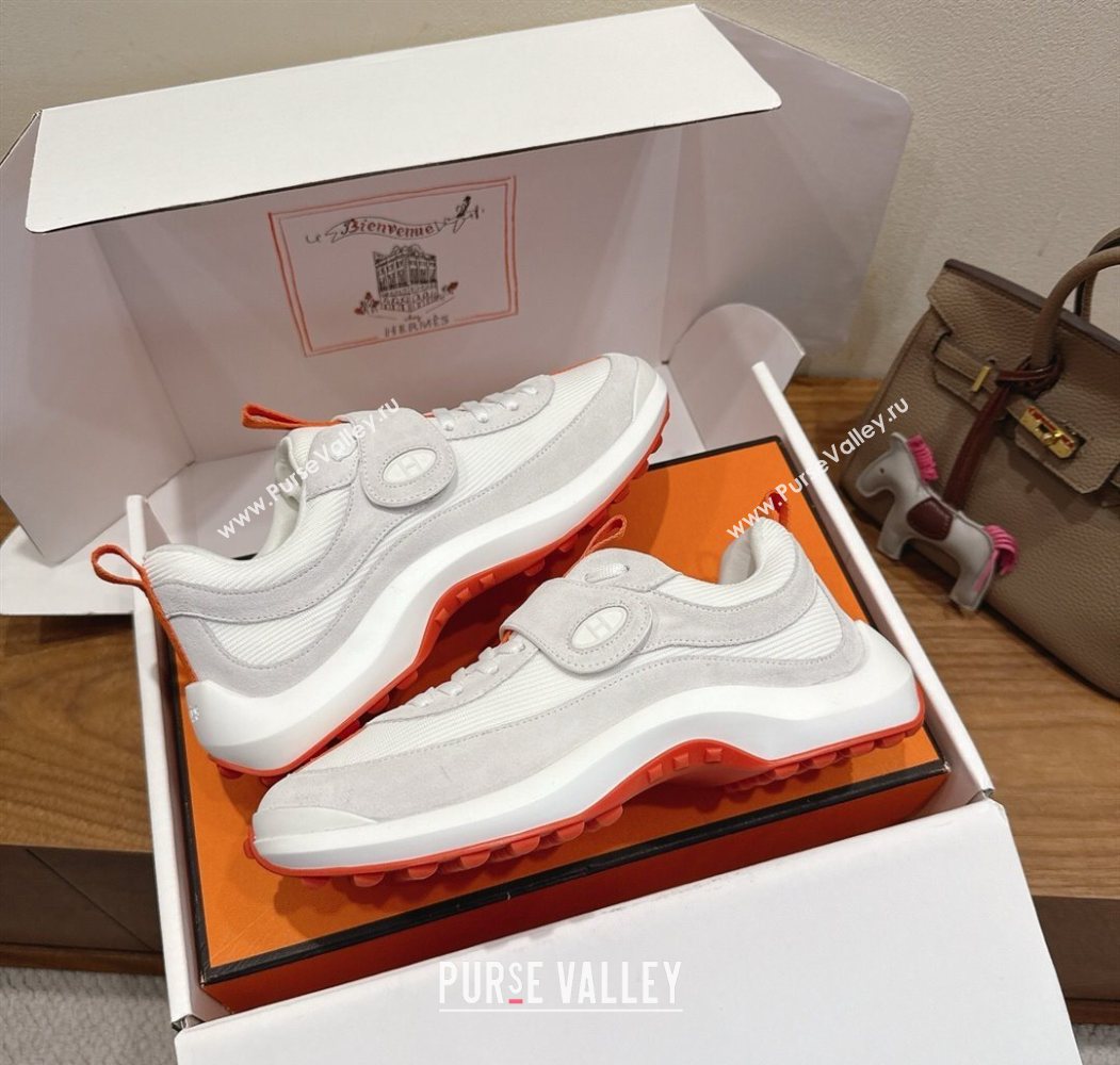 Hermes Loop Sneakers in Suede and Knit Mesh with Strap White3 2025 1023 (XC-251023025)