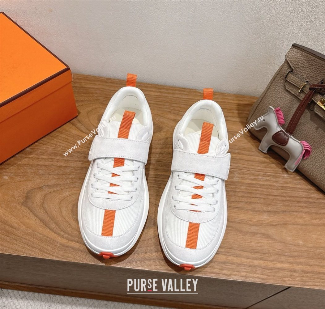 Hermes Loop Sneakers in Suede and Knit Mesh with Strap White3 2025 1023 (XC-251023025)