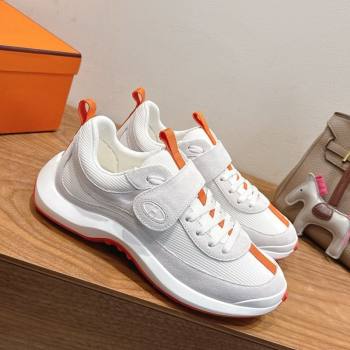 Hermes Loop Sneakers in Suede and Knit Mesh with Strap White3 2025 1023 (XC-251023025)