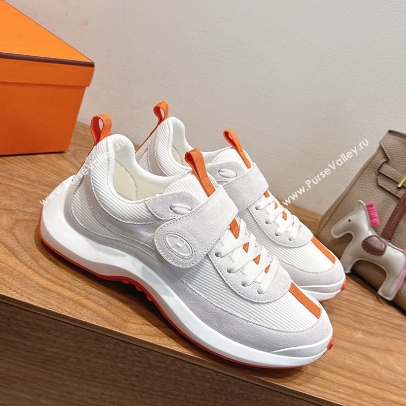 Hermes Loop Sneakers in Suede and Knit Mesh with Strap White3 2025 1023 (XC-251023025)