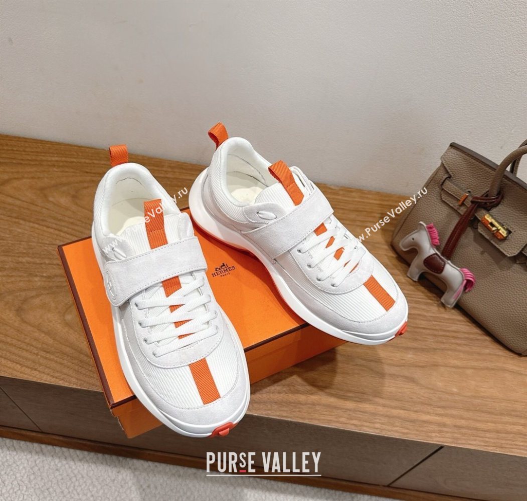 Hermes Loop Sneakers in Suede and Knit Mesh with Strap White3 2025 1023 (XC-251023025)