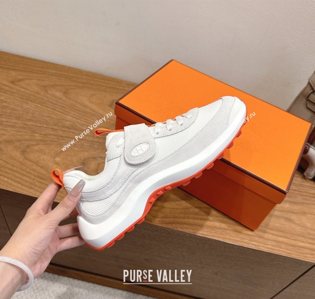 Hermes Loop Sneakers in Suede and Knit Mesh with Strap White3 2025 1023 (XC-251023025)