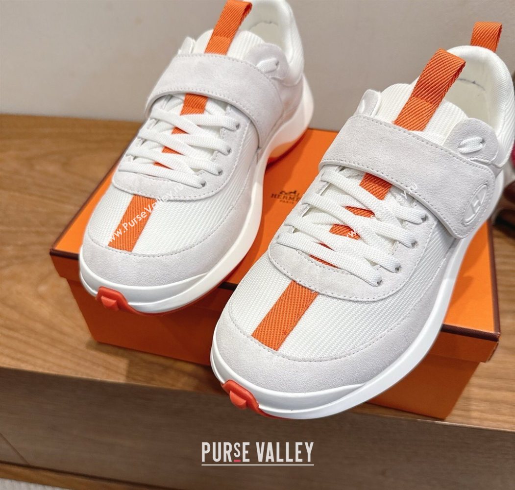 Hermes Loop Sneakers in Suede and Knit Mesh with Strap White3 2025 1023 (XC-251023025)