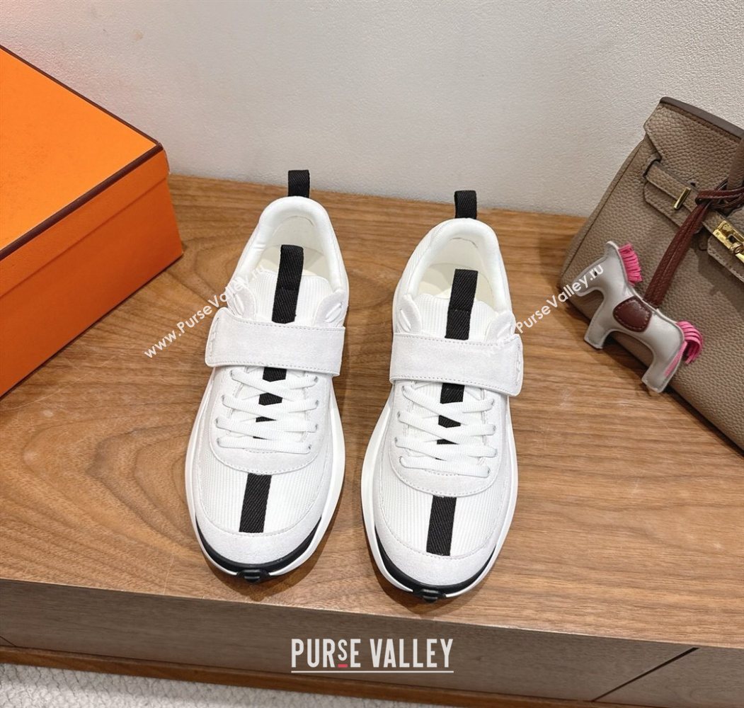 Hermes Loop Sneakers in Suede and Knit Mesh with Strap White4 2025 1023 (XC-251023027)