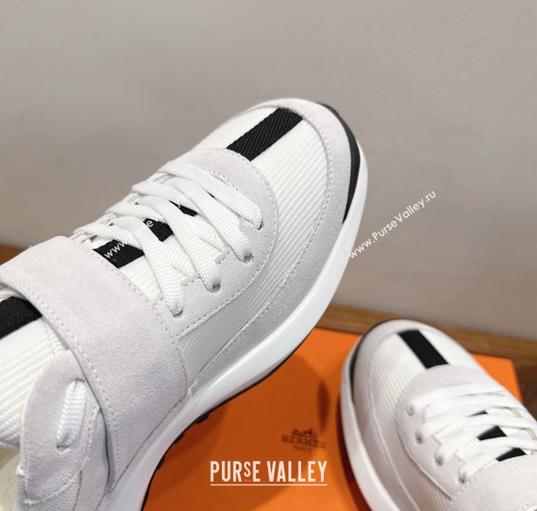 Hermes Loop Sneakers in Suede and Knit Mesh with Strap White4 2025 1023 (XC-251023027)