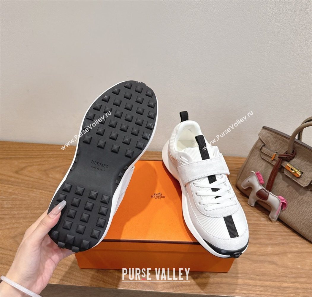 Hermes Loop Sneakers in Suede and Knit Mesh with Strap White4 2025 1023 (XC-251023027)