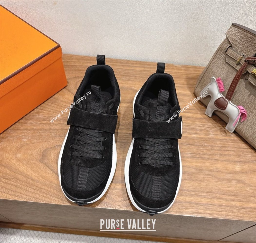 Hermes Loop Sneakers in Suede and Knit Mesh with Strap Black6 2025 1023 (XC-251023028)