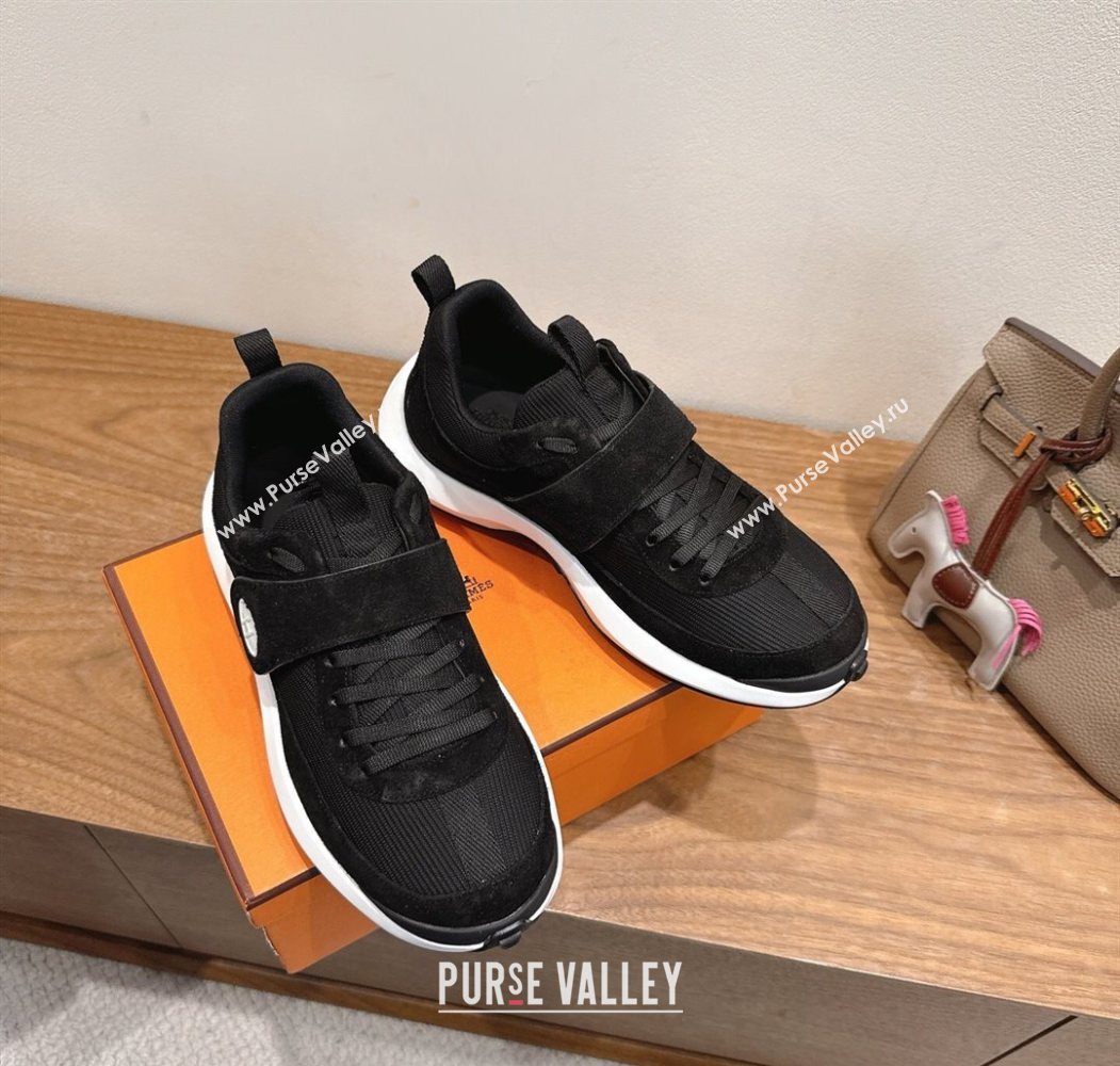 Hermes Loop Sneakers in Suede and Knit Mesh with Strap Black6 2025 1023 (XC-251023028)