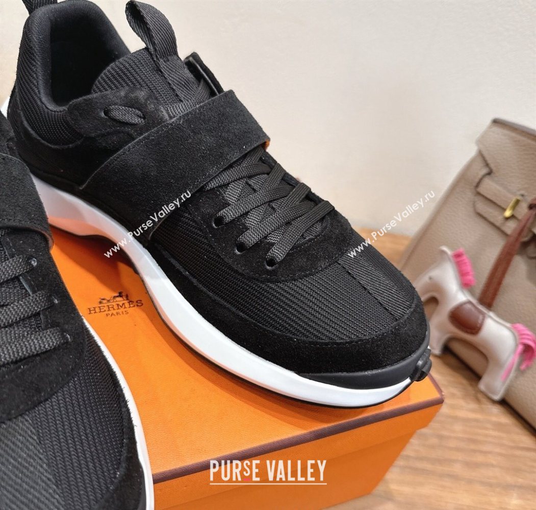 Hermes Loop Sneakers in Suede and Knit Mesh with Strap Black6 2025 1023 (XC-251023028)