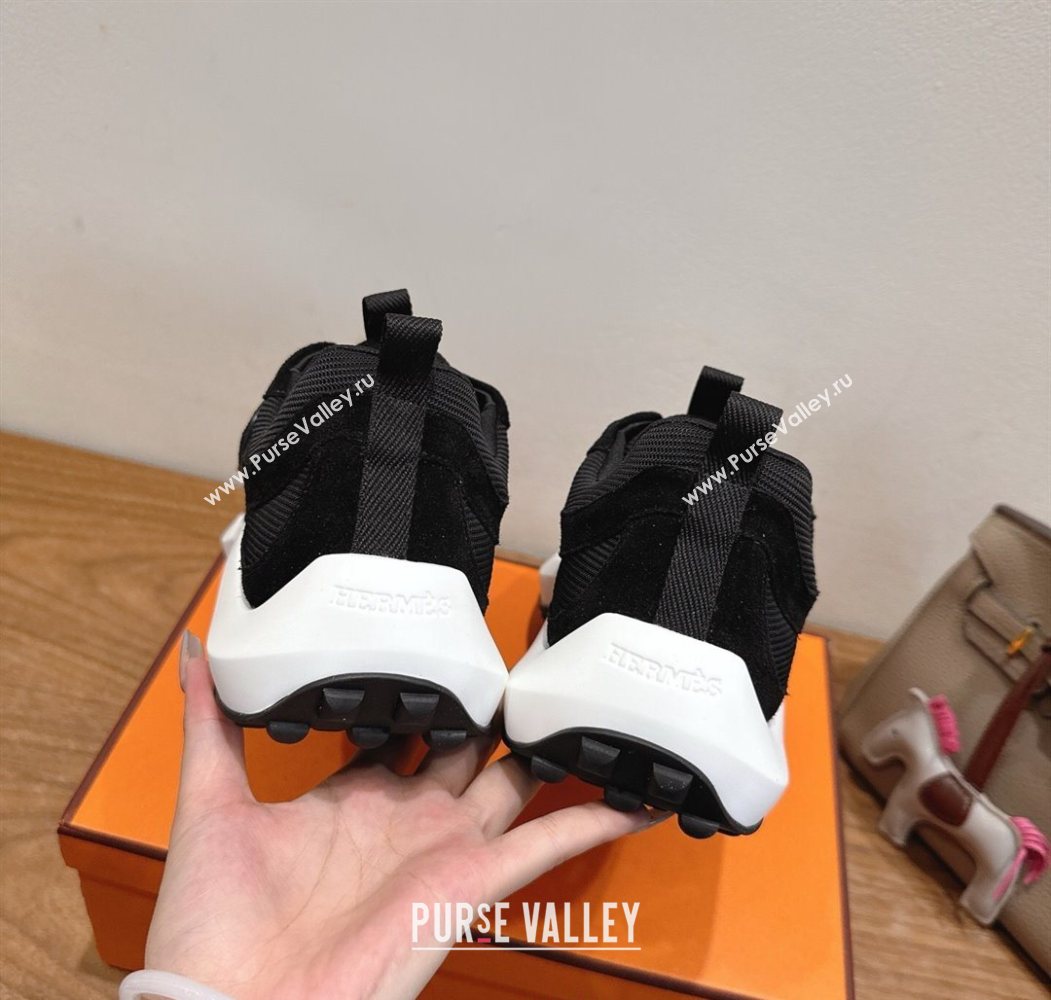 Hermes Loop Sneakers in Suede and Knit Mesh with Strap Black6 2025 1023 (XC-251023028)