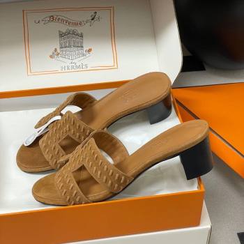 Hermes Classic Oasis Heel Slides Sandal 4.5cm in Braided Suede Brown 2025 1023 (MD-251023092)