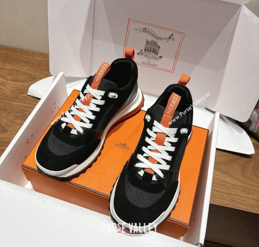 Hermes Leader Sneakers in Suede and Mesh Black 2025 1023 (XC-251023029)