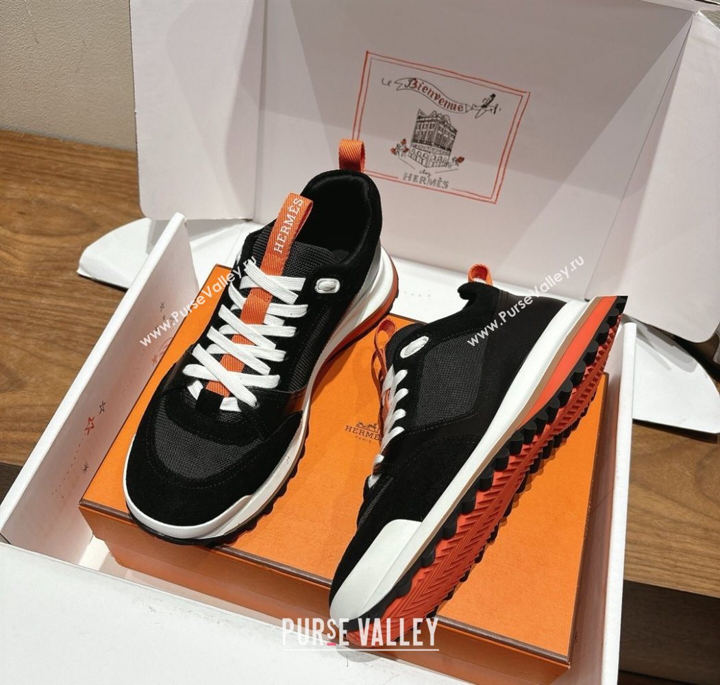 Hermes Leader Sneakers in Suede and Mesh Black 2025 1023 (XC-251023029)
