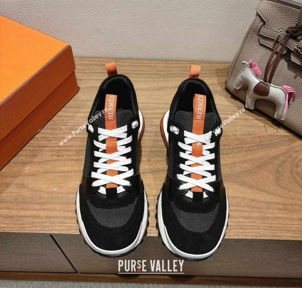 Hermes Leader Sneakers in Suede and Mesh Black 2025 1023 (XC-251023029)