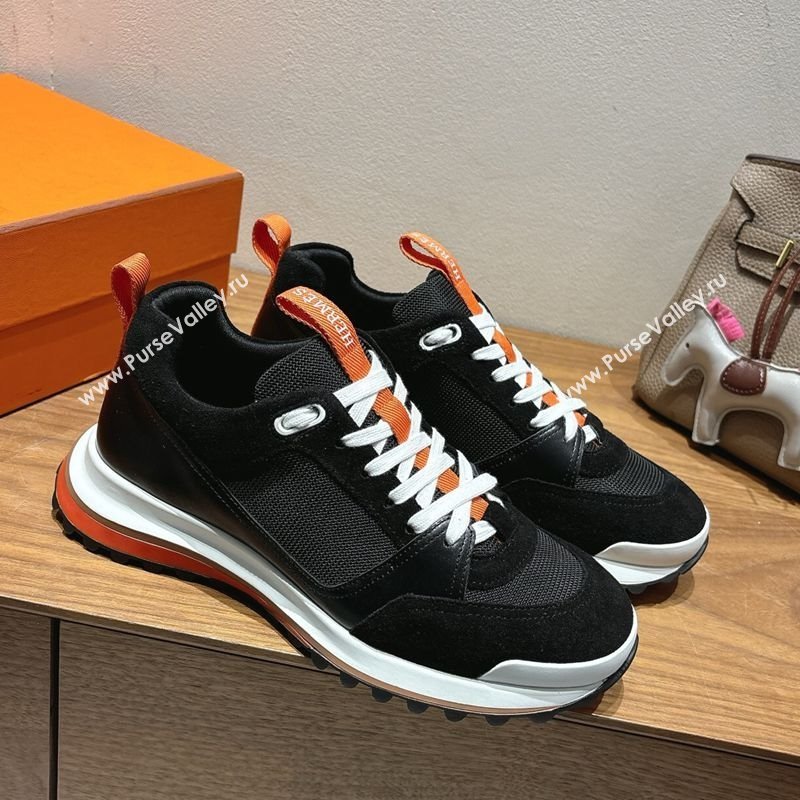 Hermes Leader Sneakers in Suede and Mesh Black 2025 1023 (XC-251023029)