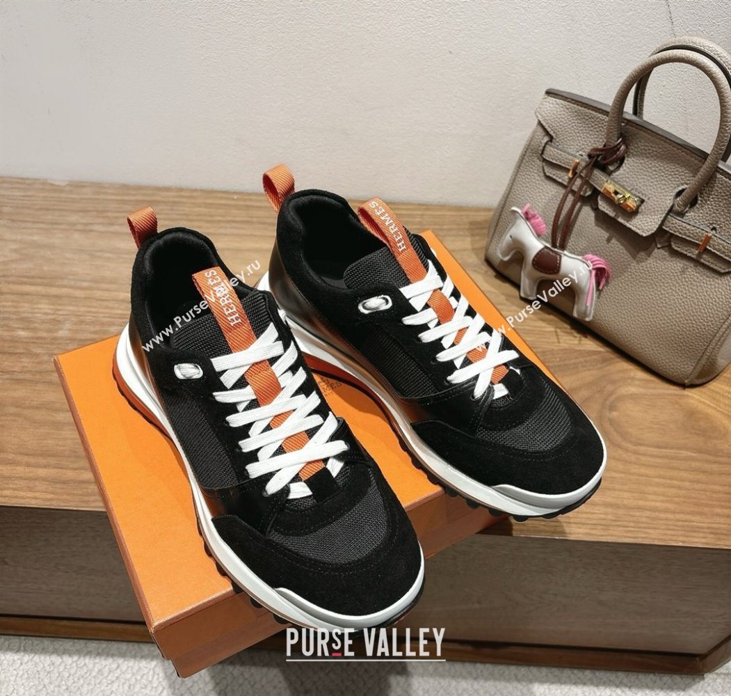 Hermes Leader Sneakers in Suede and Mesh Black 2025 1023 (XC-251023029)