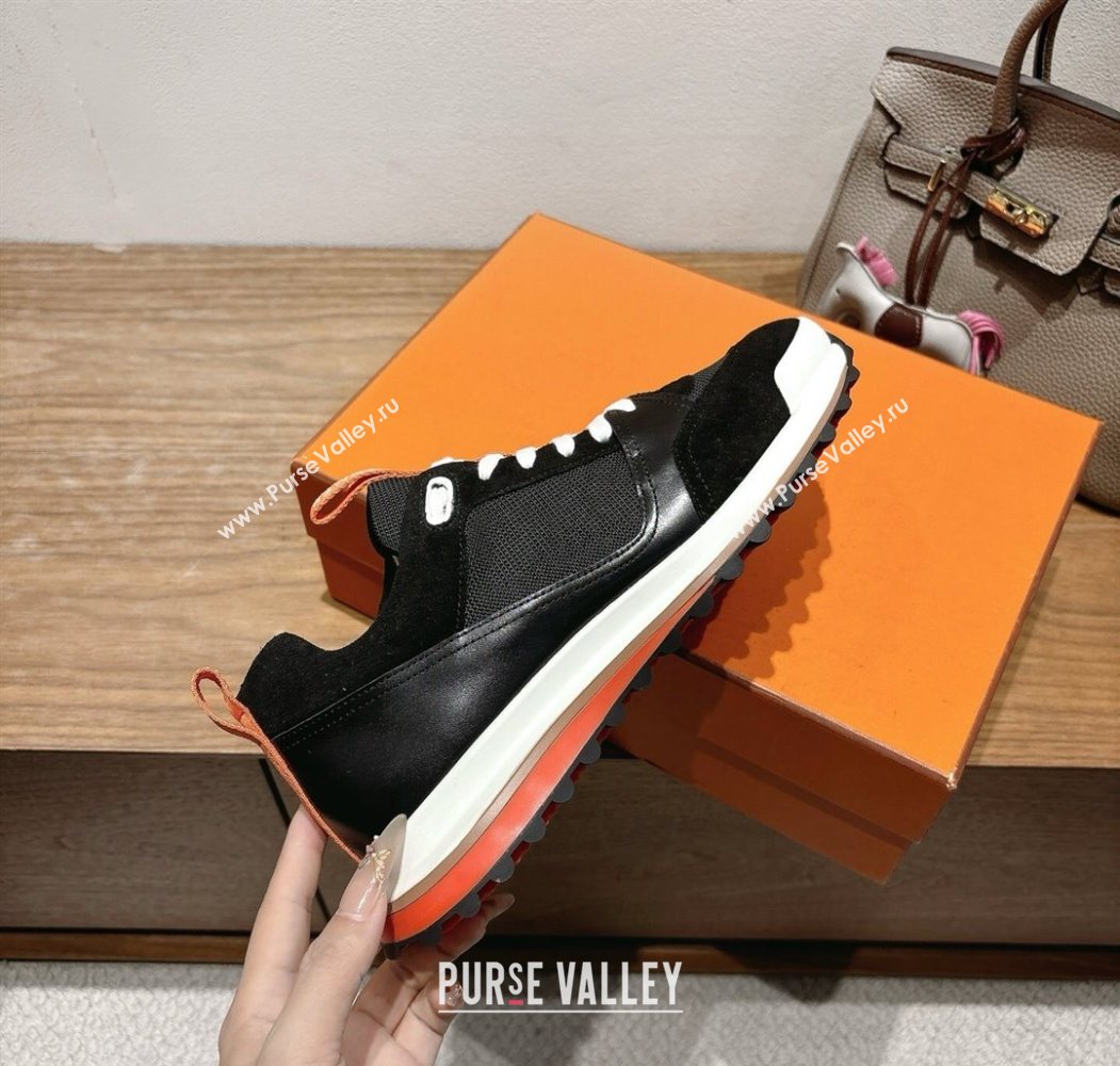 Hermes Leader Sneakers in Suede and Mesh Black 2025 1023 (XC-251023029)