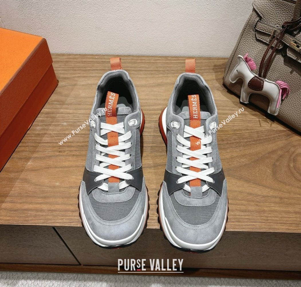 Hermes Leader Sneakers in Suede and Mesh Dark Grey 2025 1023 (XC-251023030)
