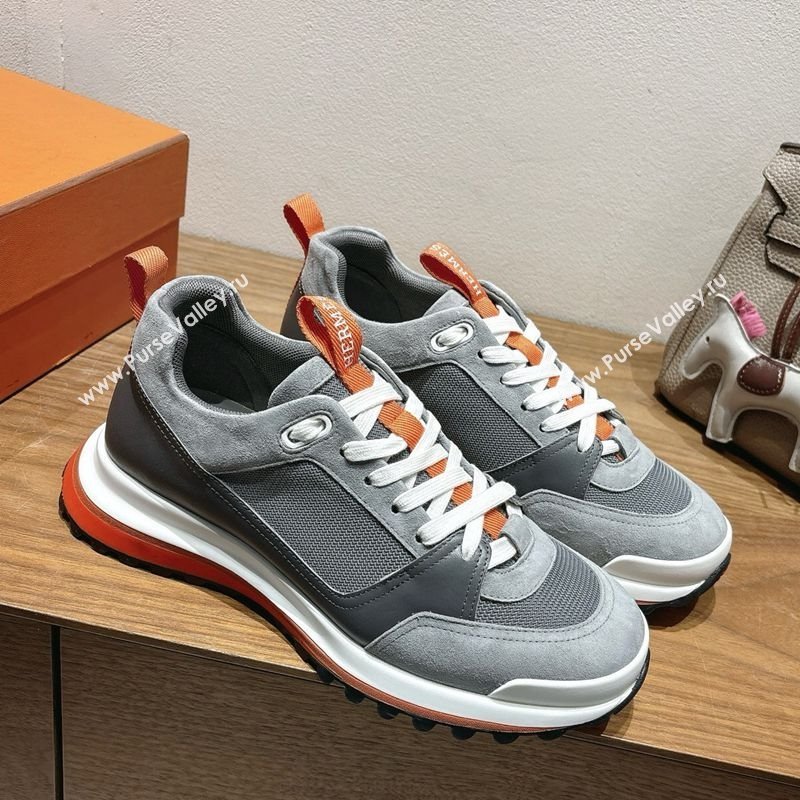 Hermes Leader Sneakers in Suede and Mesh Dark Grey 2025 1023 (XC-251023030)