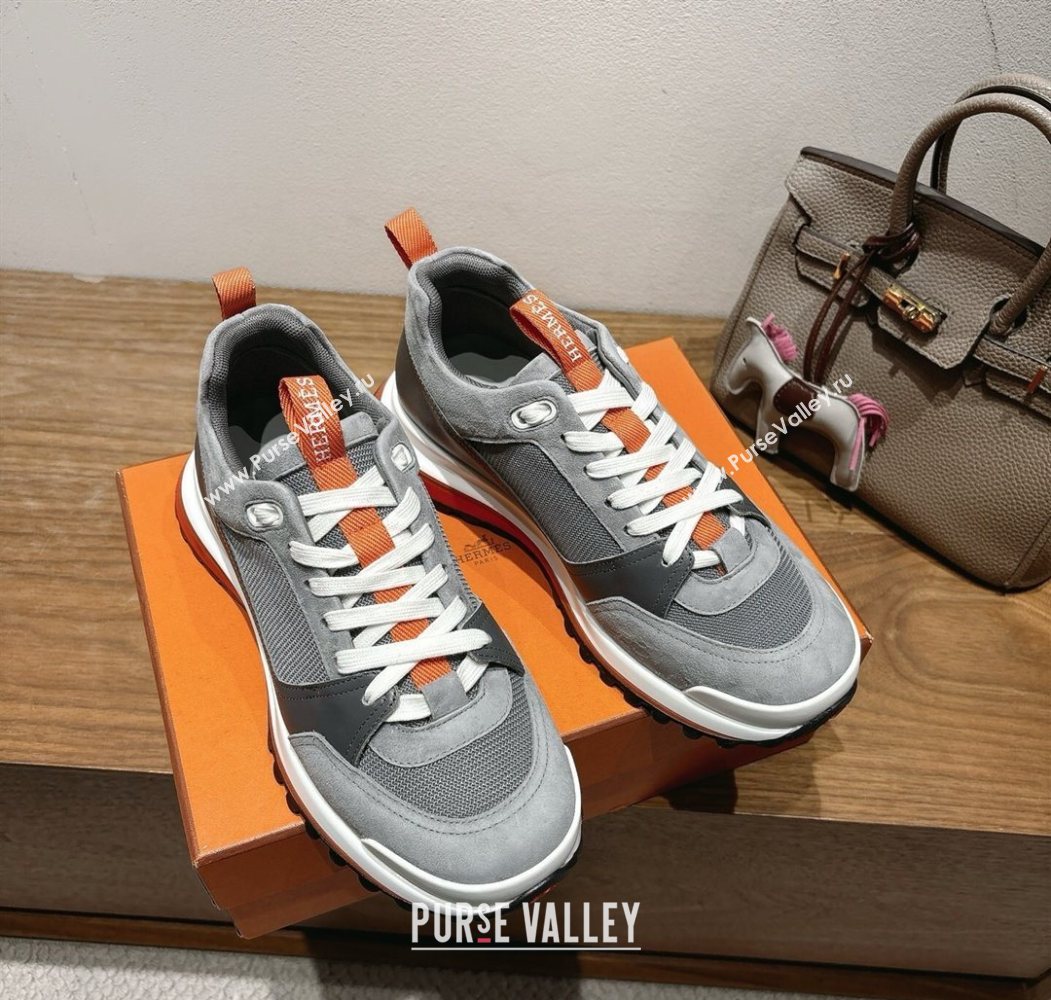 Hermes Leader Sneakers in Suede and Mesh Dark Grey 2025 1023 (XC-251023030)
