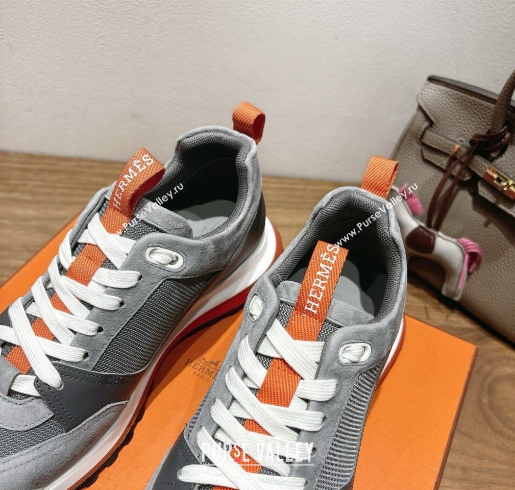 Hermes Leader Sneakers in Suede and Mesh Dark Grey 2025 1023 (XC-251023030)